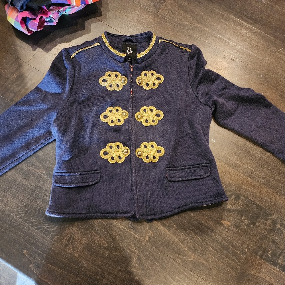 Art Class Navy Gold Soft Girl Military Jacket EUC Size L 10-12